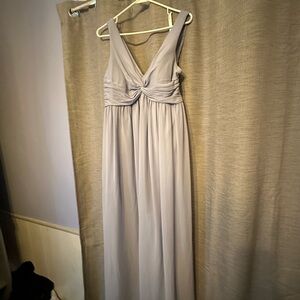 Grayish blue maternity wedding guest dress